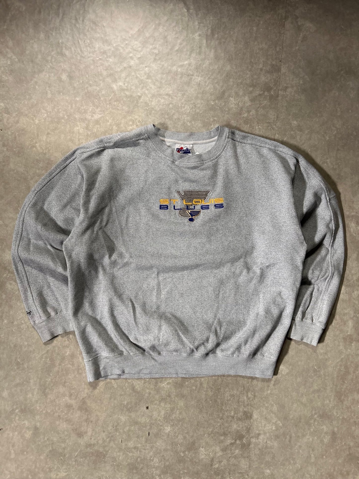 90's Vintage St. Louis Blues Embroidered Grey Crewneck - XL - XL | Martin City Vintage