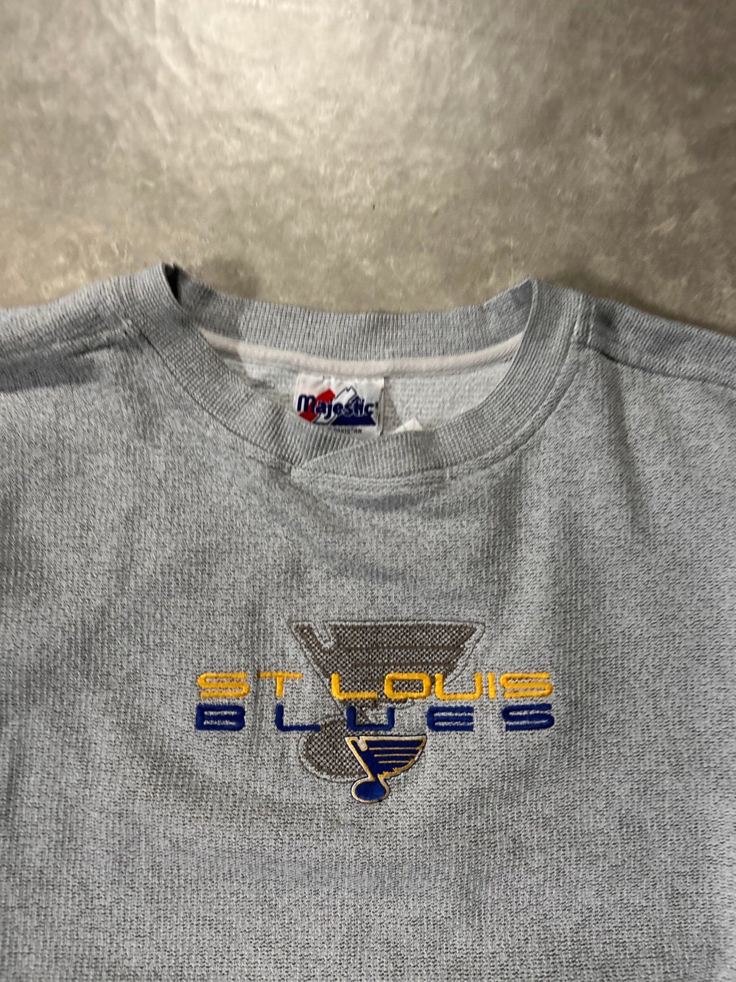 90's Vintage St. Louis Blues Embroidered Grey Crewneck - XL - XL | Martin City Vintage