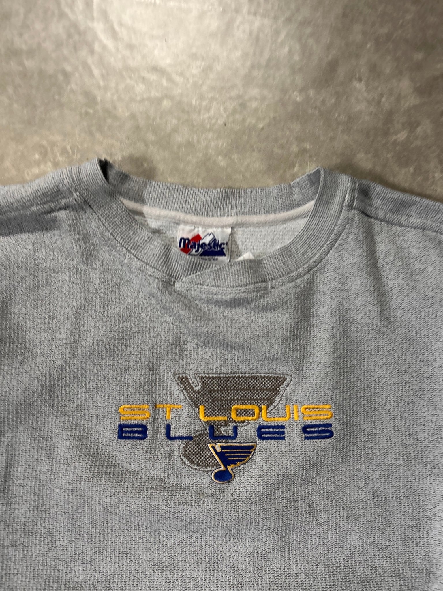 90's Vintage St. Louis Blues Embroidered Grey Crewneck - XL - XL | Martin City Vintage