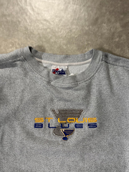 90's Vintage St. Louis Blues Embroidered Grey Crewneck - XL - XL | Martin City Vintage
