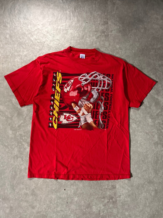 90's Vintage Kansas City Chiefs Logo7 Helmet Red T-Shirt - XL - XL | Martin City Vintage