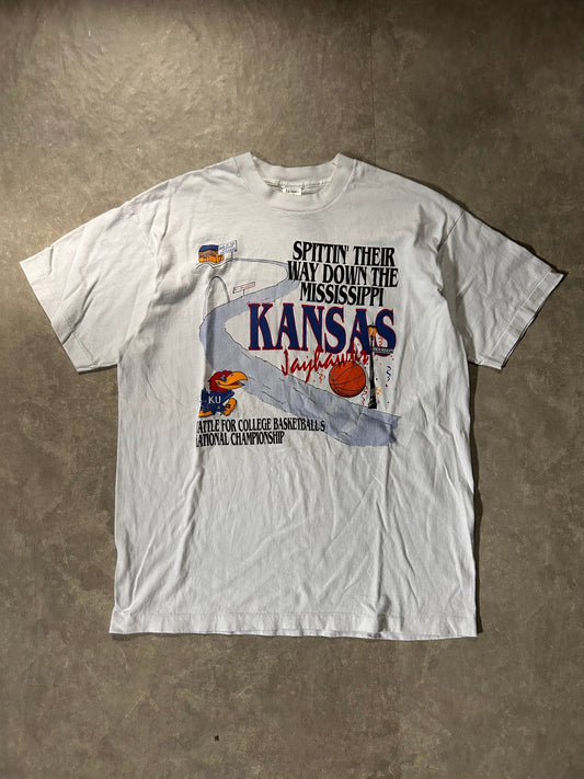 90's Vintage Kansas Jayhawks March Madness White T-Shirt - XL - XL | Martin City Vintage