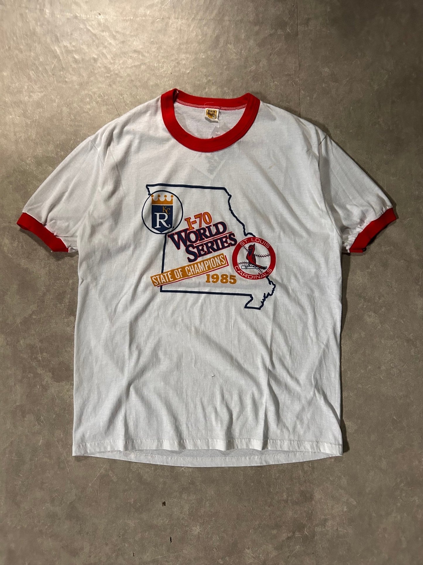 1985 Vintage Kansas City Royals St. Louis Cardinals World Series White T-Shirt - M - M | Martin City Vintage
