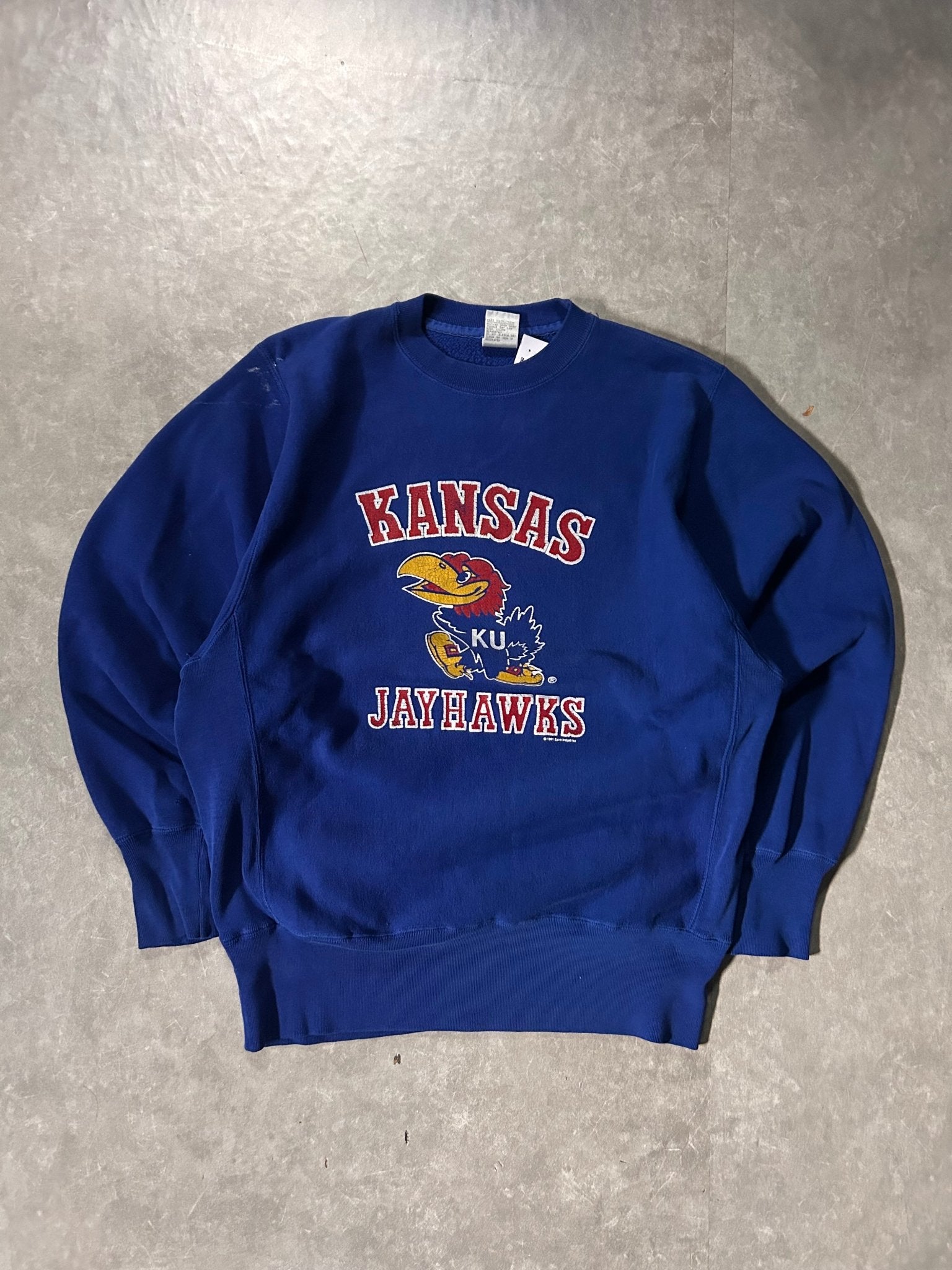 90's Vintage Kansas Jayhawks Blue Crewneck - L - L | Martin City Vintage