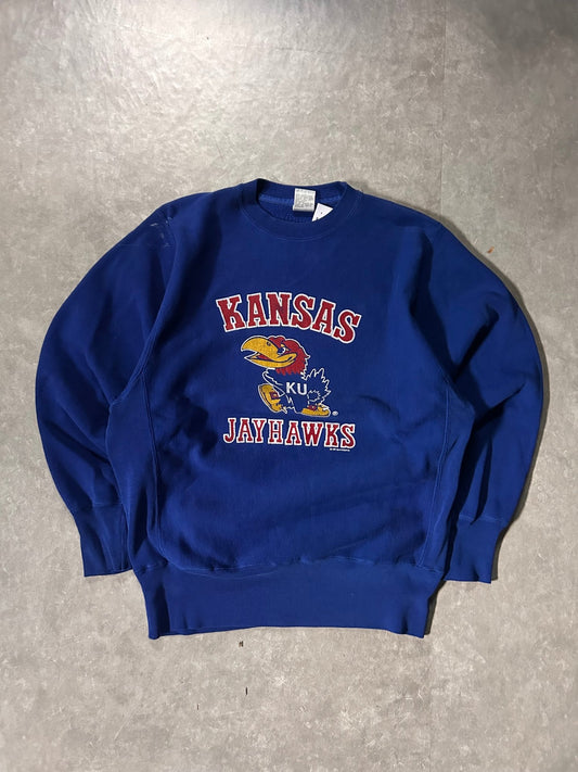 90's Vintage Kansas Jayhawks Blue Crewneck - L - L | Martin City Vintage