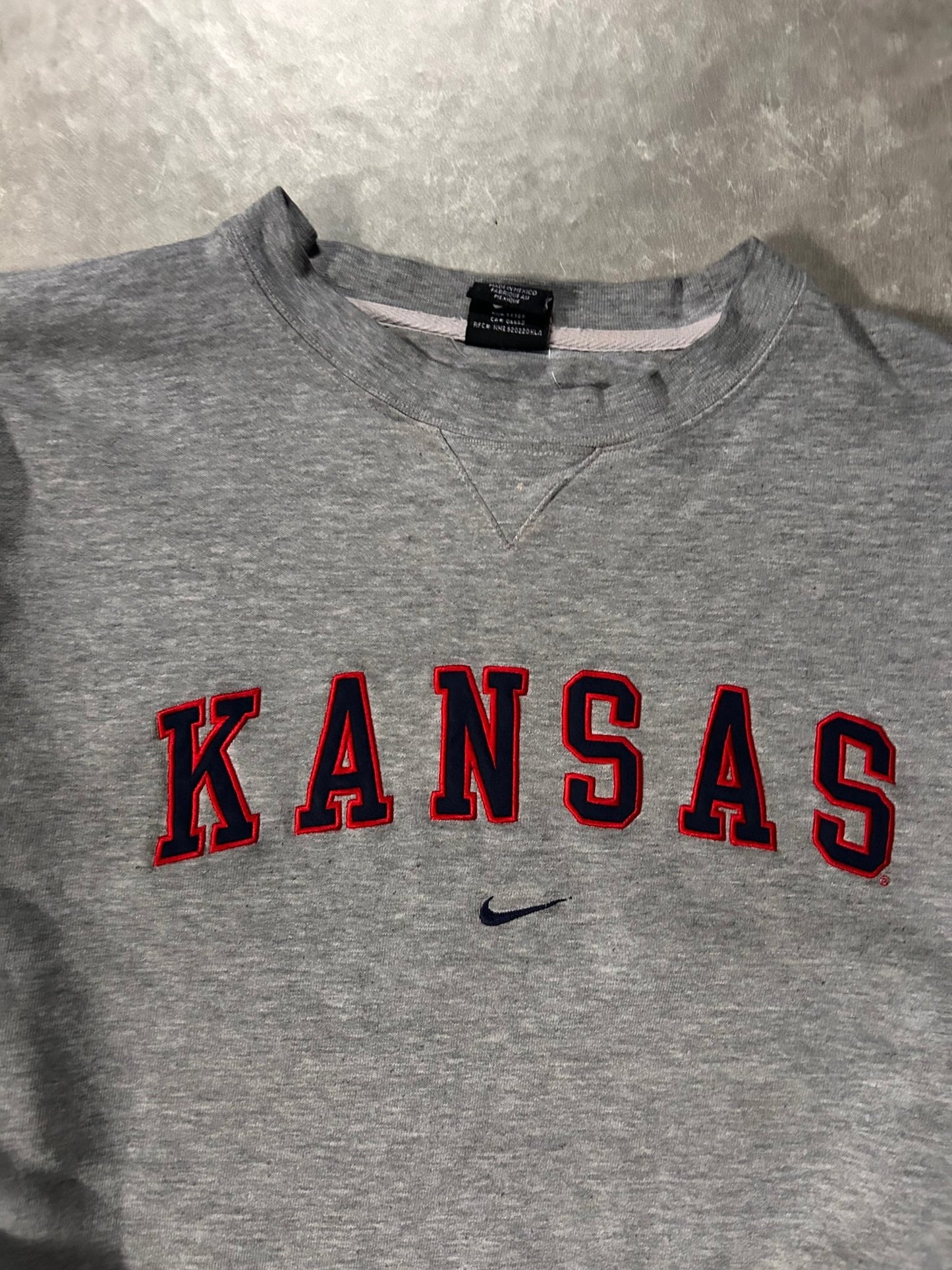 2000's Vintage Kansas Jayhawks Nike Embroidered Grey Crewneck - XL - XL | Martin City Vintage