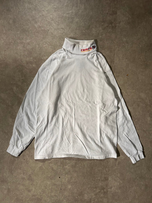 90's Vintage Kansas City Chiefs White Turtle Neck - M - M | Martin City Vintage