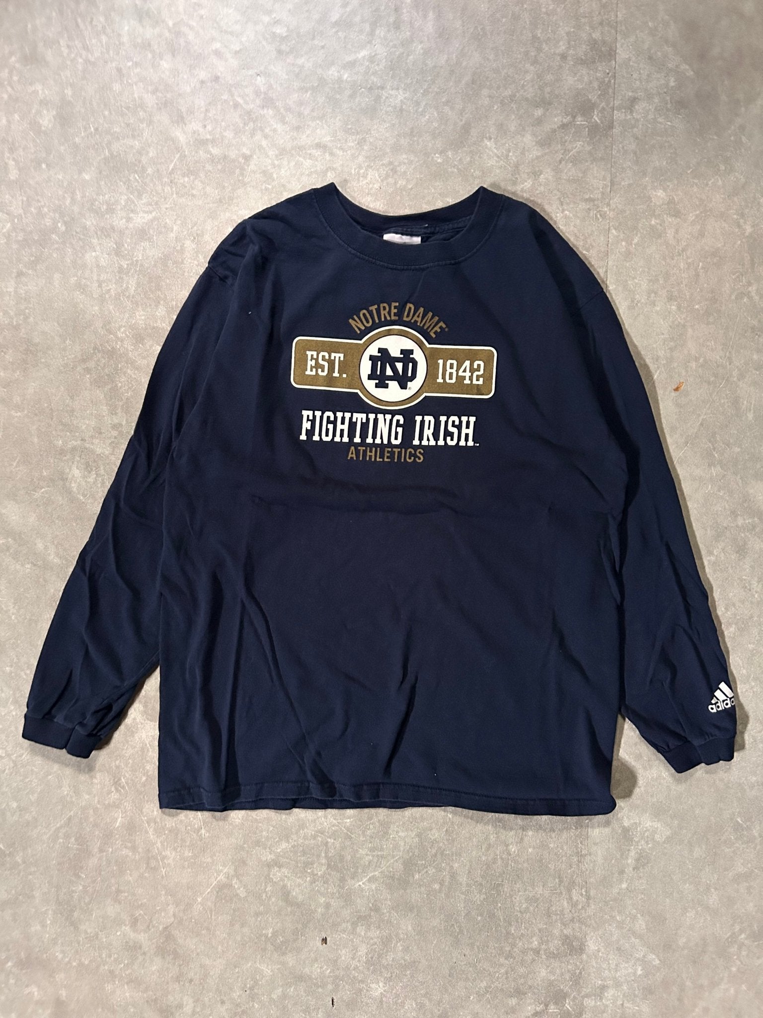 2000's Vintage Notre Dame Fighting Irish Adidas Navy Long Sleeve - S - S | Martin City Vintage