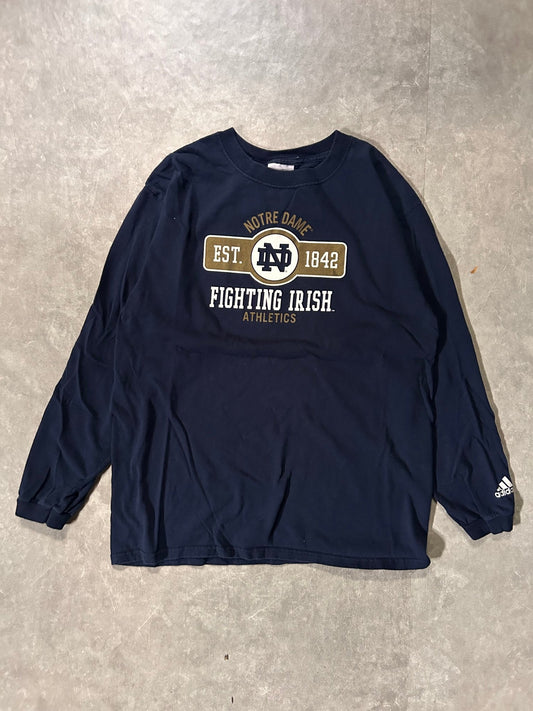 2000's Vintage Notre Dame Fighting Irish Adidas Navy Long Sleeve - S - S | Martin City Vintage