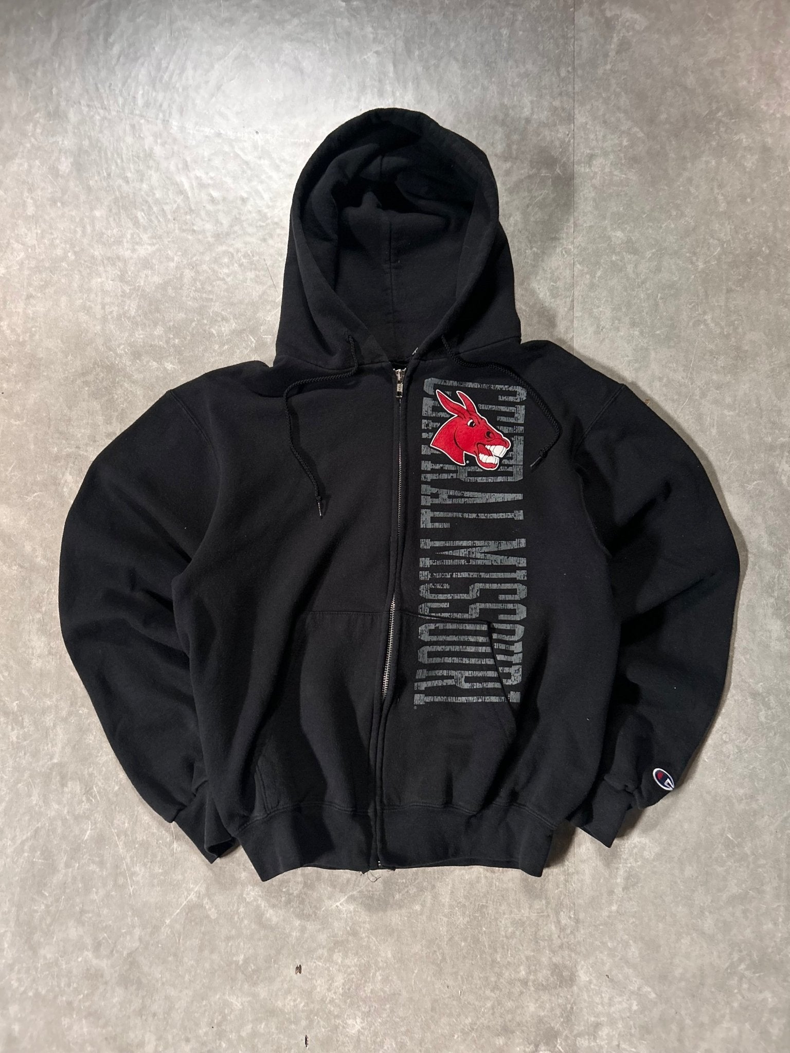 2000's Vintage Central Missouri Script Logo Black Zip Up Hoodie - M - M | Martin City Vintage