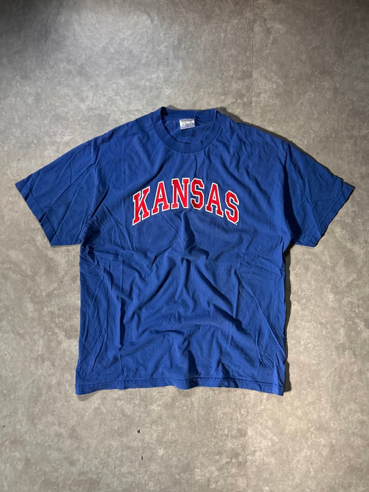 90's Vintage Kansas Jayhawks Blue T-Shirt - XL - XL | Martin City Vintage