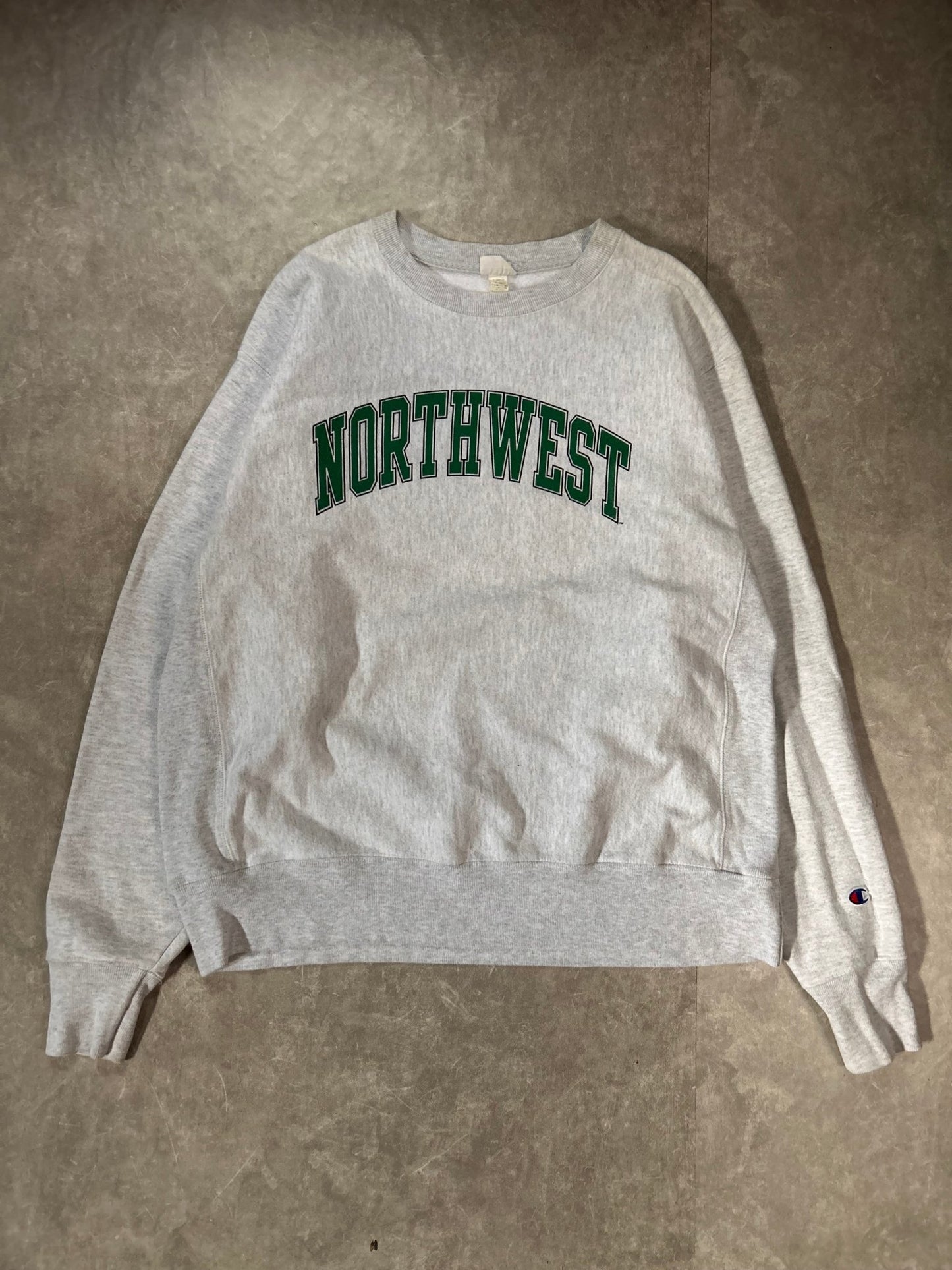 90’s Vintage Northwest Missouri Bearcats Reverse Weave Heather Grey Crewneck - L - L | Martin City Vintage