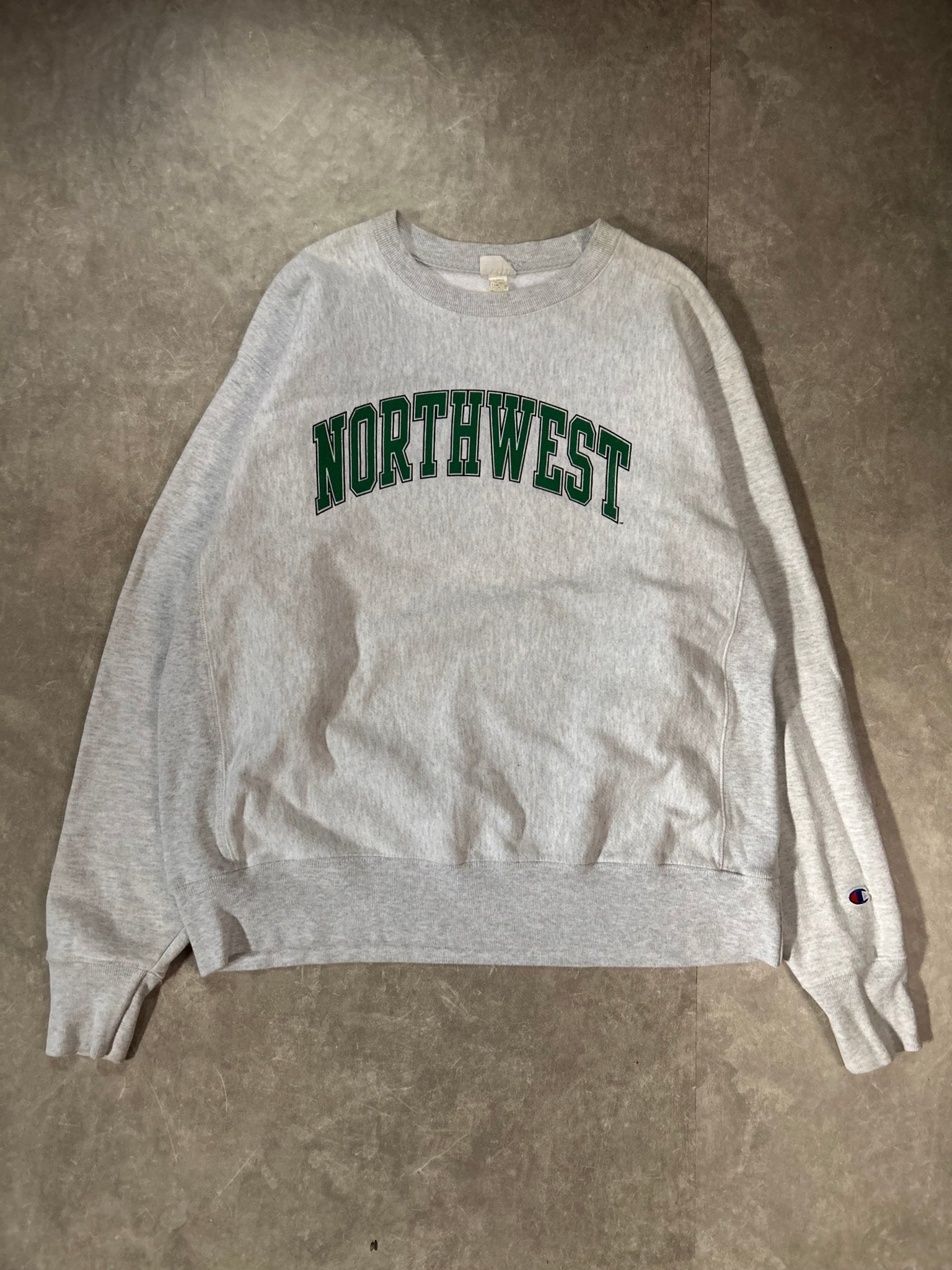 90’s Vintage Northwest Missouri Bearcats Reverse Weave Heather Grey Crewneck - L - L | Martin City Vintage