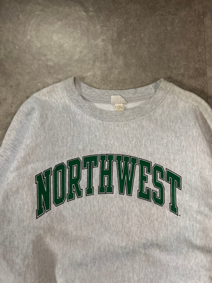 90’s Vintage Northwest Missouri Bearcats Reverse Weave Heather Grey Crewneck - L - L | Martin City Vintage