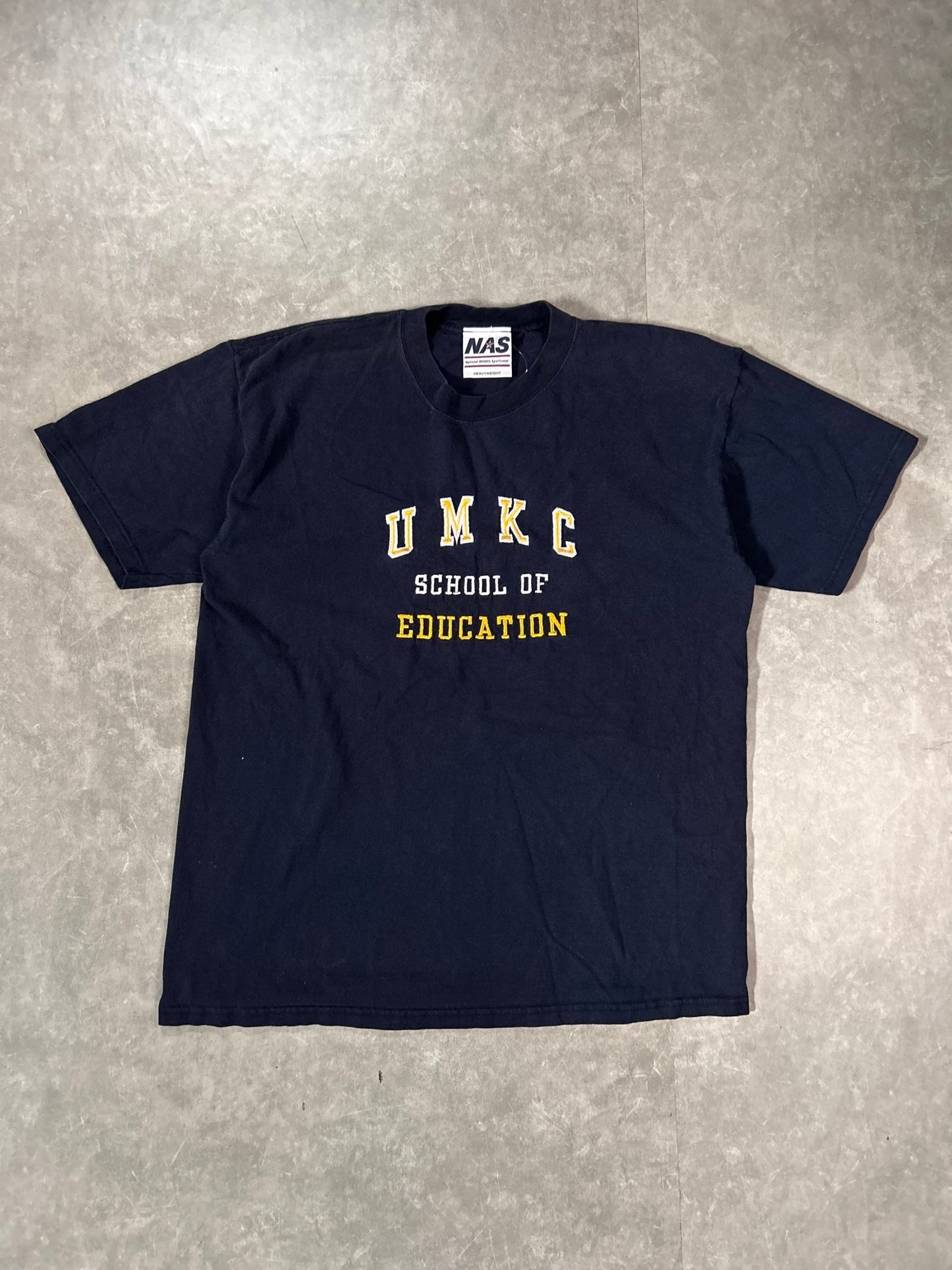 90's Vintage UMKC Education Embroidered Navy T-Shirt - L - L | Martin City Vintage