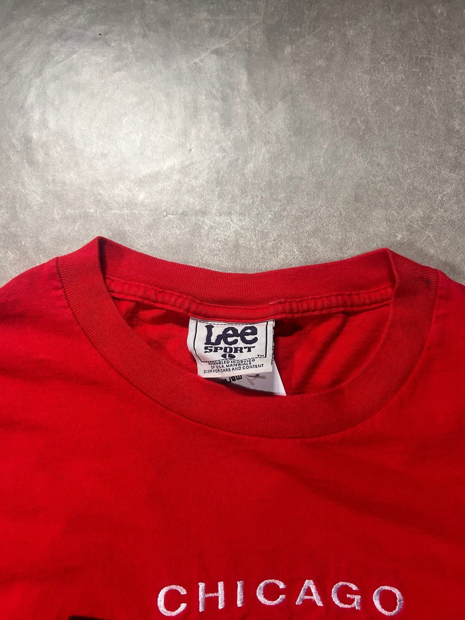 90's Vintage Chicago Bulls Embroidered Red T-Shirt - L - L | Martin City Vintage