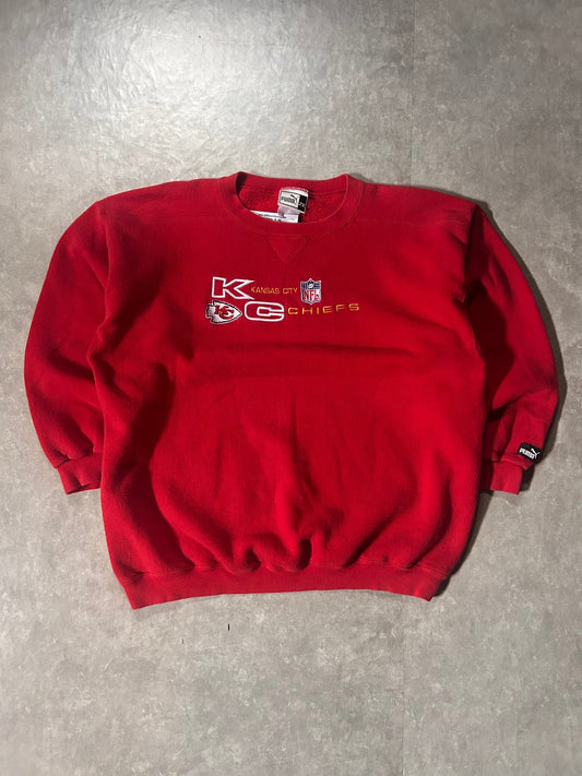 90's Vintage Kansas City Chiefs Embroidered Puma Red Crewneck - XXL - XXL | Martin City Vintage