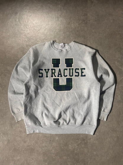 90's Vintage Syracuse University Plaid Heather Gray Crewneck - XL - XL | Martin City Vintage