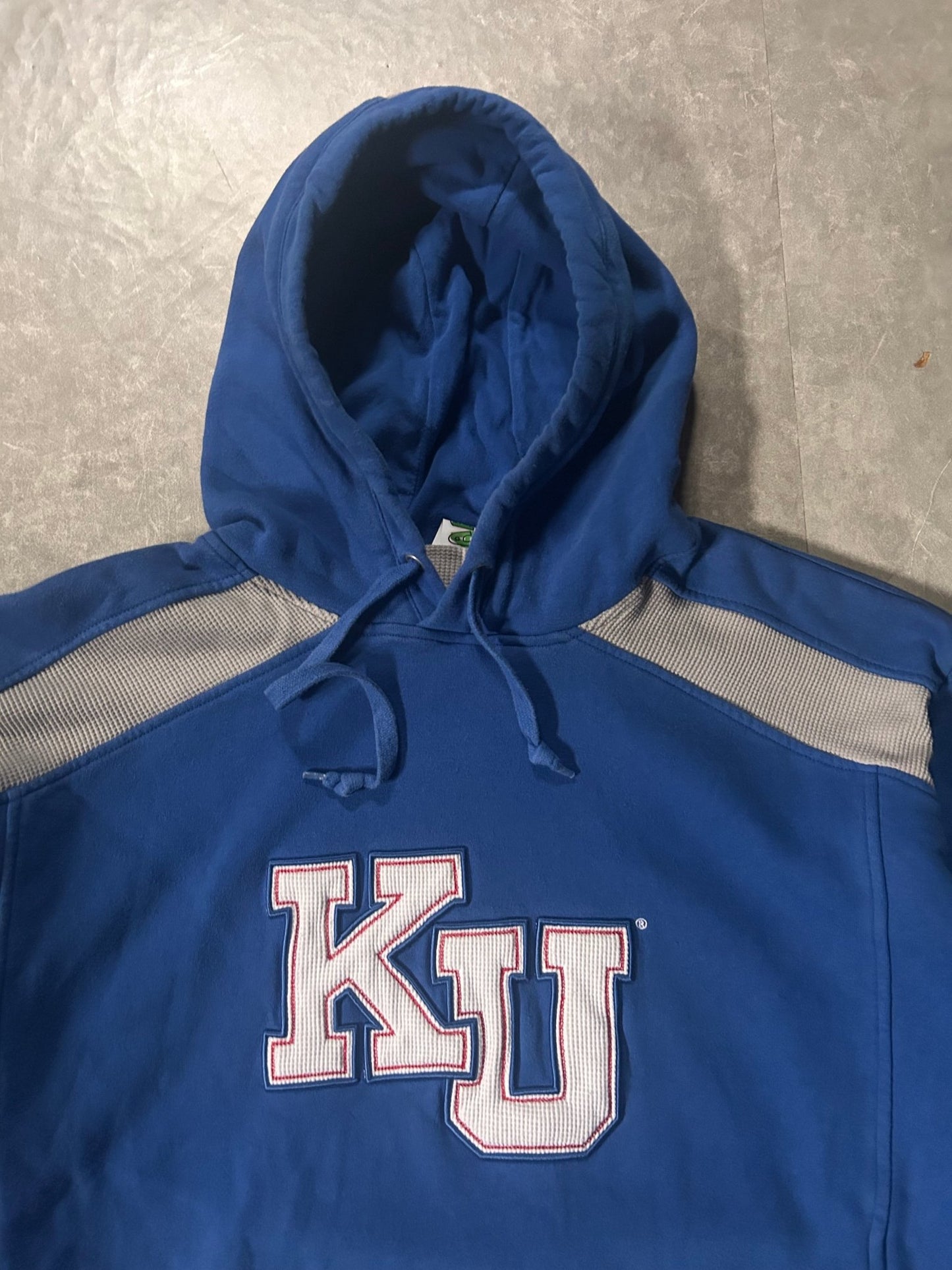 2000's Vintage University of Kansas Logo Blue Hoodie - L - L | Martin City Vintage