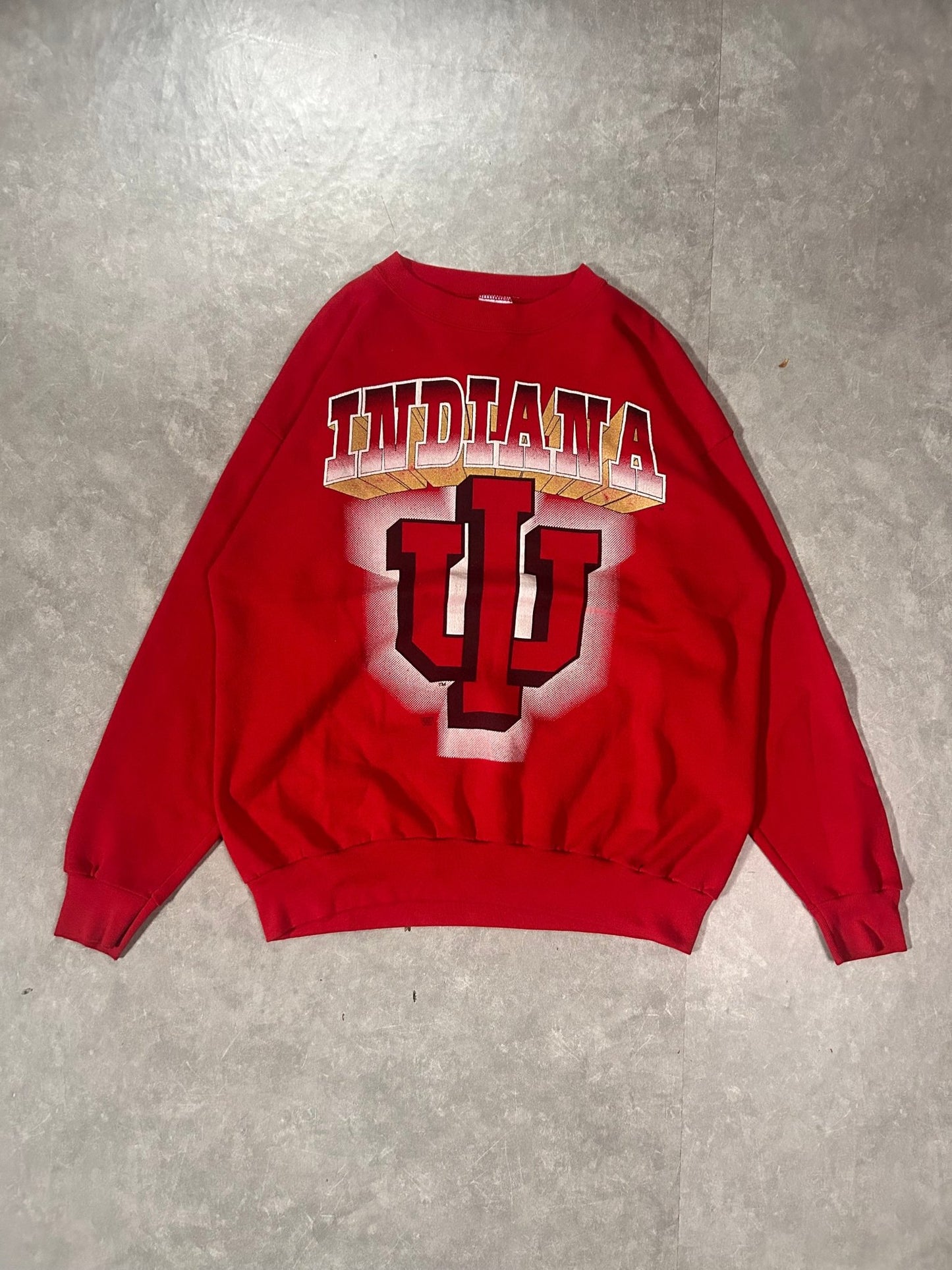 90's Vintage Indiana Hoosiers Big Print Red Crewneck - XXL - XXL | Martin City Vintage