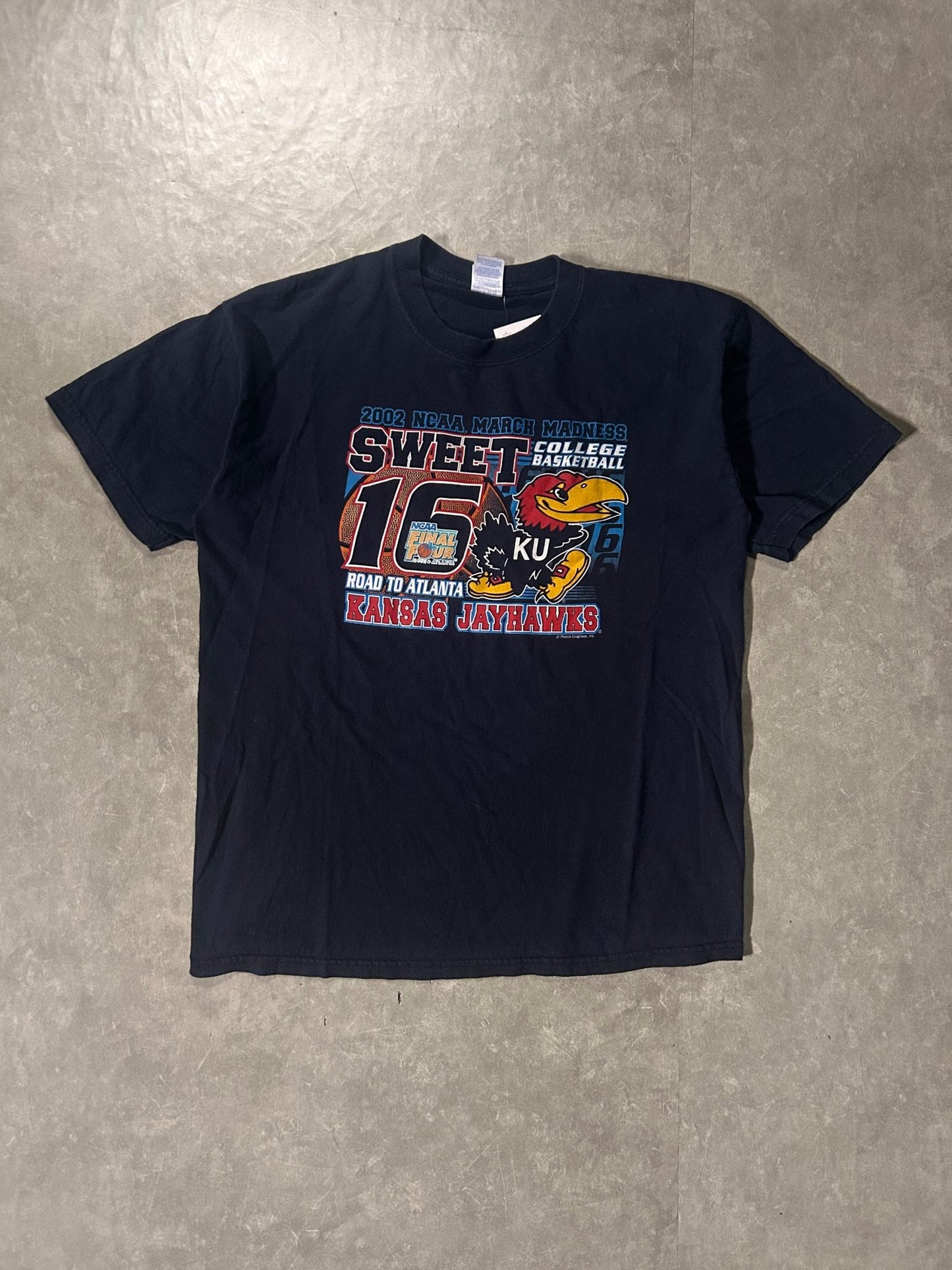 2002 Vintage Kansas Jayhawks Sweet Sixteen Navy T-Shirt - L - L | Martin City Vintage