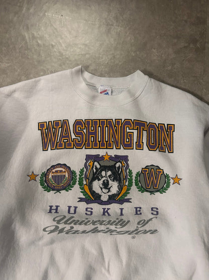 90's Vintage Washington Huskies Big Print White Sweatshirt - L - L | Martin City Vintage