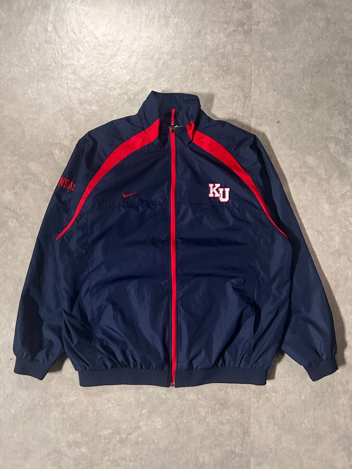 2000's Vintage Kansas Jayhawks Embroidered Nike Navy Track Jacket - XL - XL | Martin City Vintage