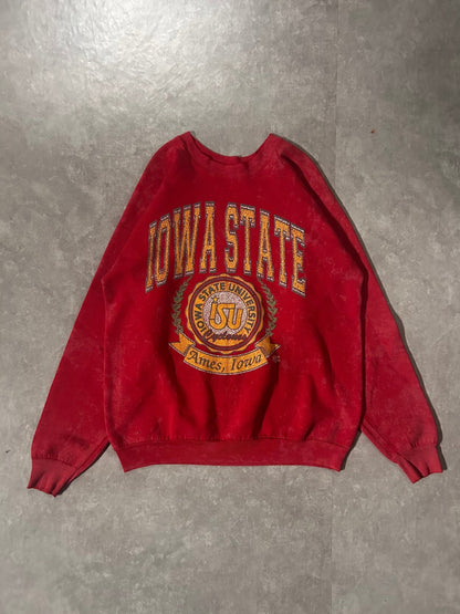 90's Vintage Iowa State Cyclones Crest Distressed Red Crewneck - XL - XL | Martin City Vintage