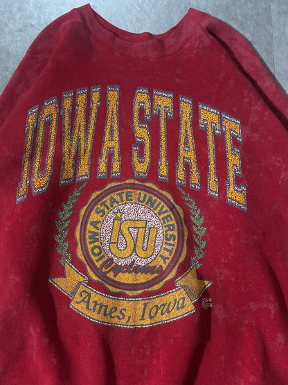 90's Vintage Iowa State Cyclones Crest Distressed Red Crewneck - XL - XL | Martin City Vintage