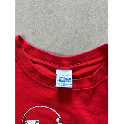 90s Vintage Kansas City Chiefs Joe Montana Salem Sportswear Caricature Red T - | Martin City Vintage