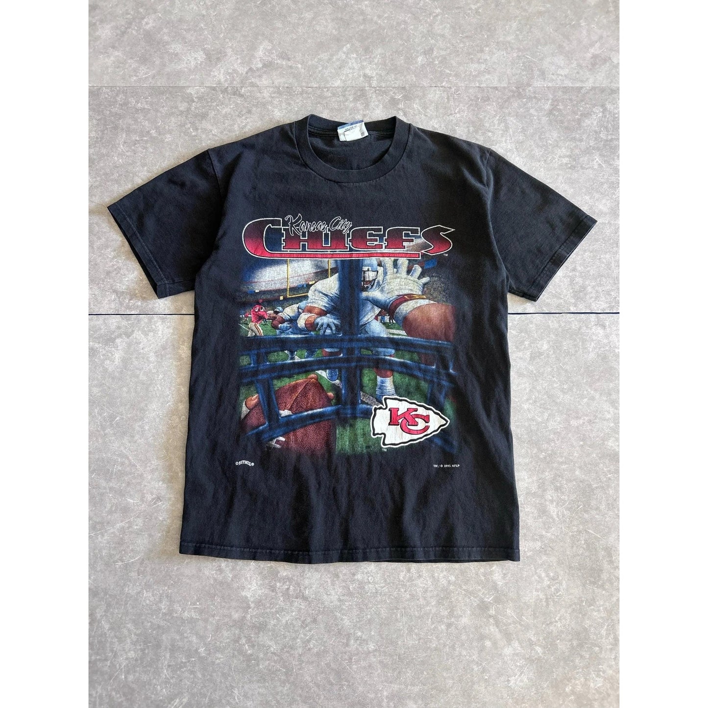 90s Vintage Kansas City Chiefs POV Black T Shirt Size M - | Martin City Vintage