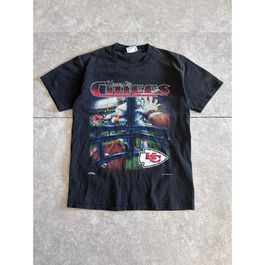 90s Vintage Kansas City Chiefs POV Black T Shirt Size M - | Martin City Vintage