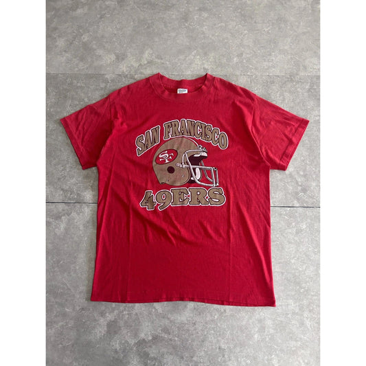 90s Vintage San Francisco 49ers Helmet RedT Shirt Size L - | Martin City Vintage