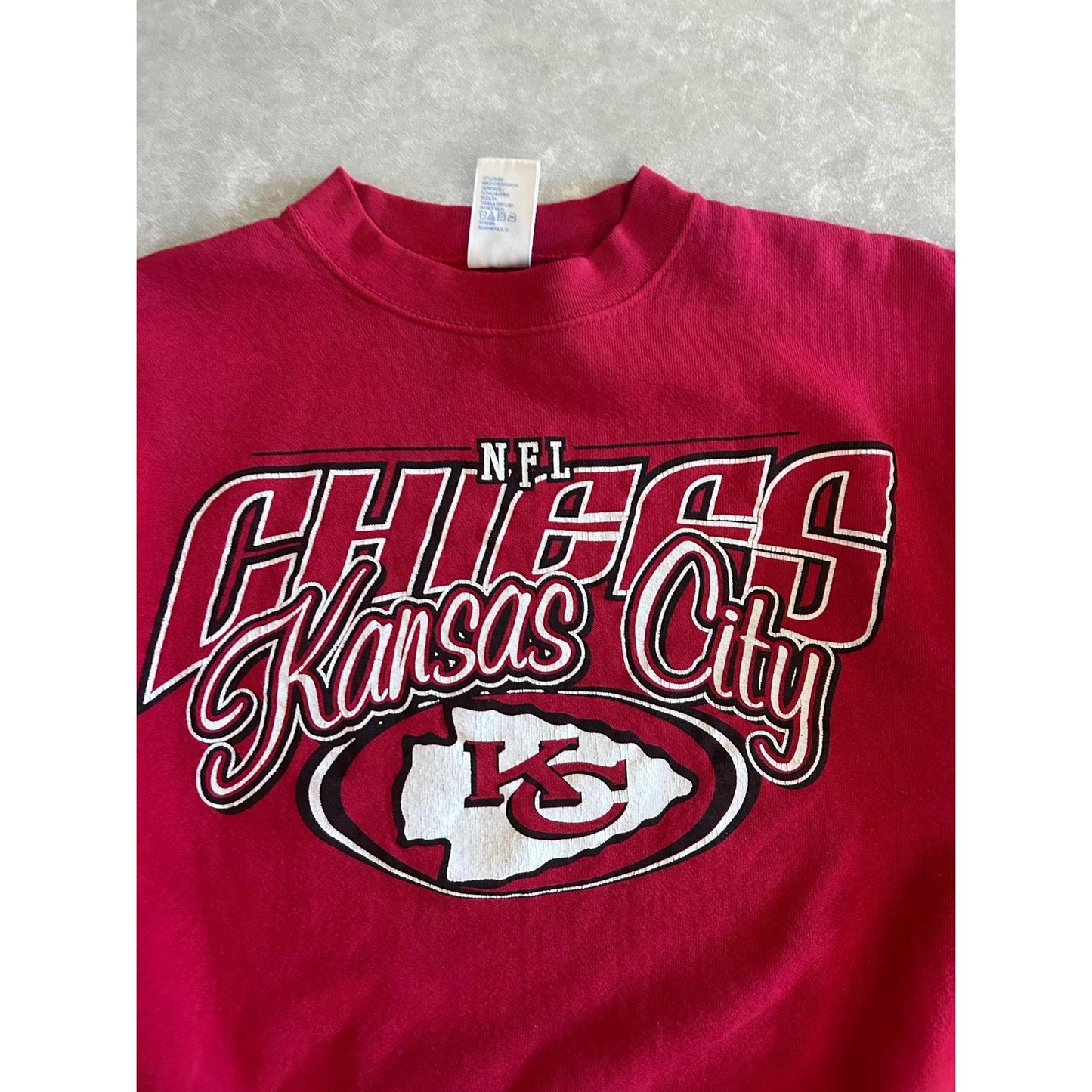 90s Vintage Kansas City Chiefs Logo7 Red Crewneck Size L - | Martin City Vintage
