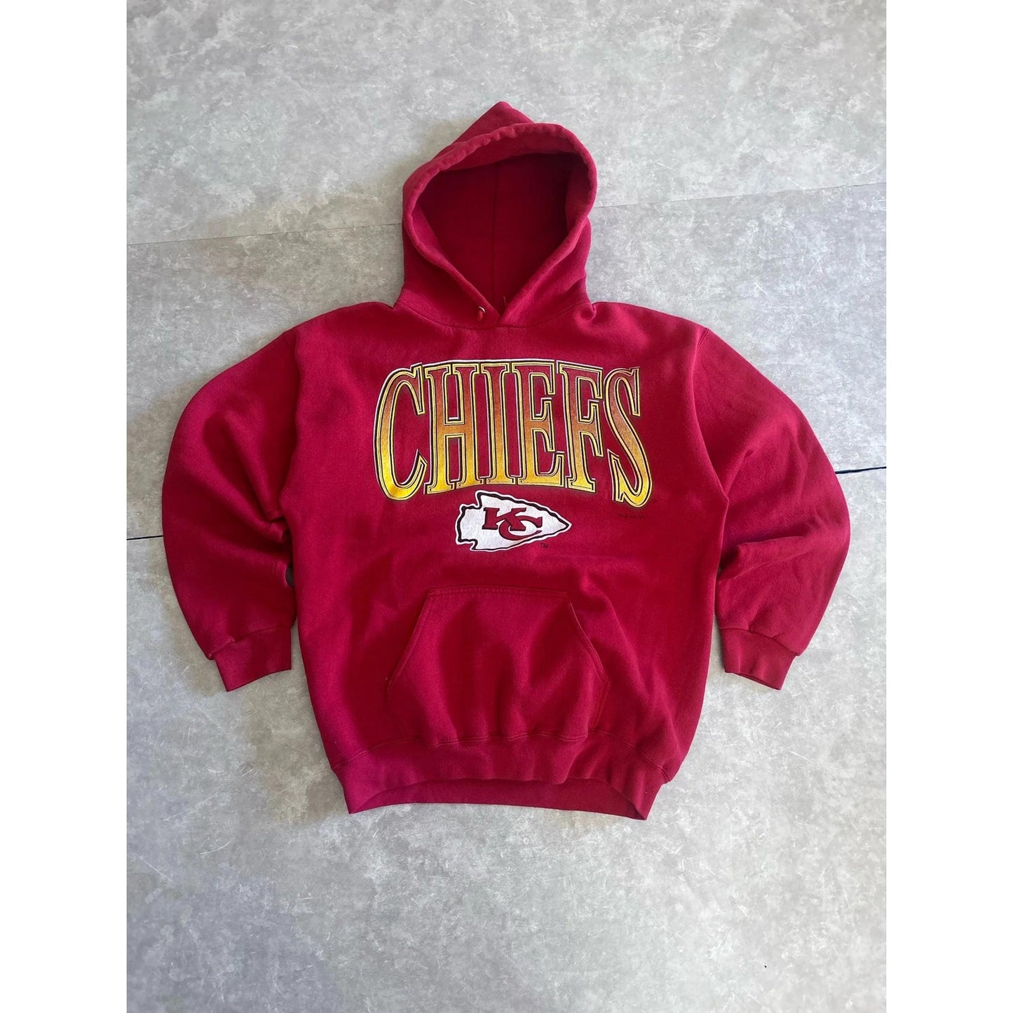 90s Vintage Kansas City Chiefs Heavy Weight Red Hoodie Size L - | Martin City Vintage