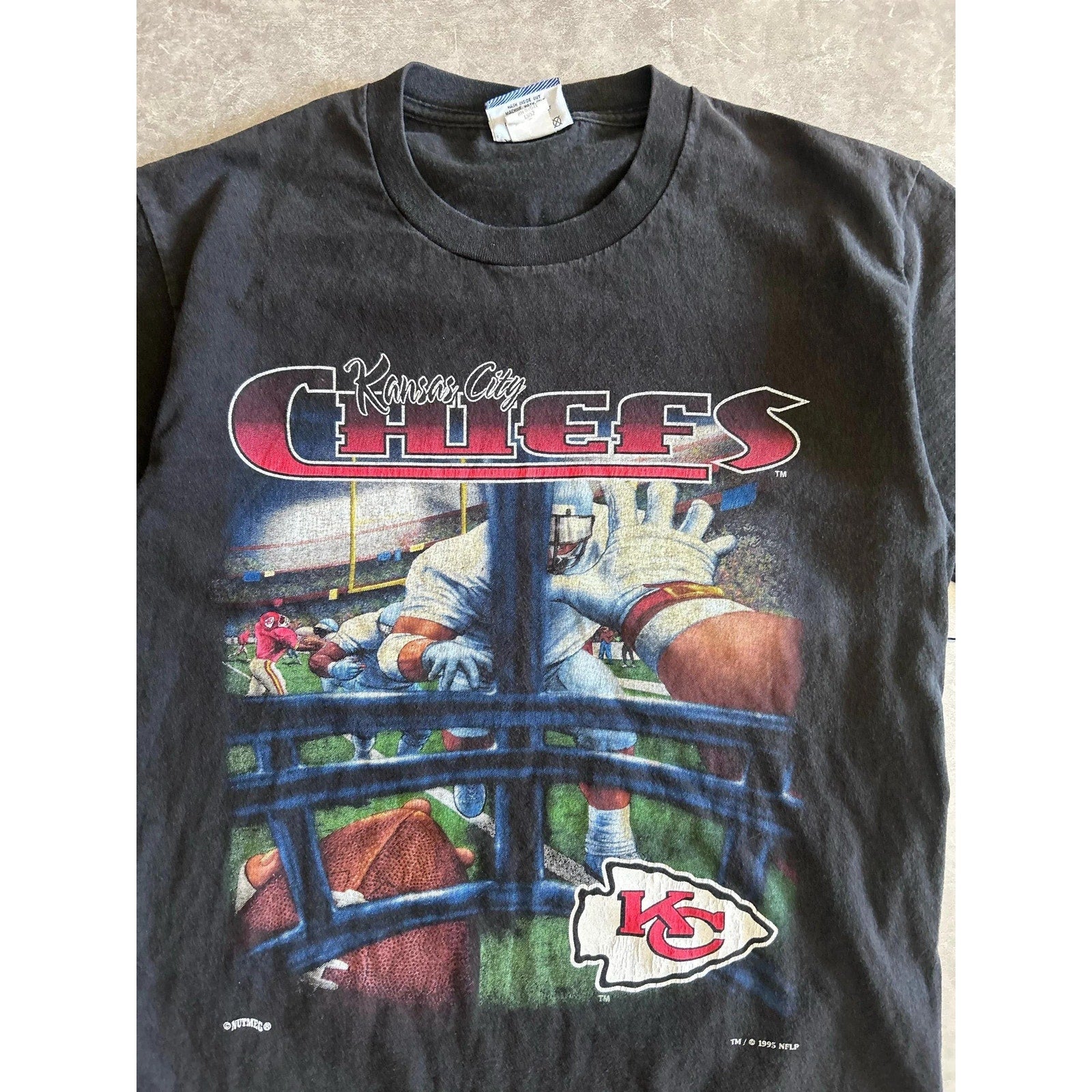 90s Vintage Kansas City Chiefs POV Black T Shirt Size M - | Martin City Vintage