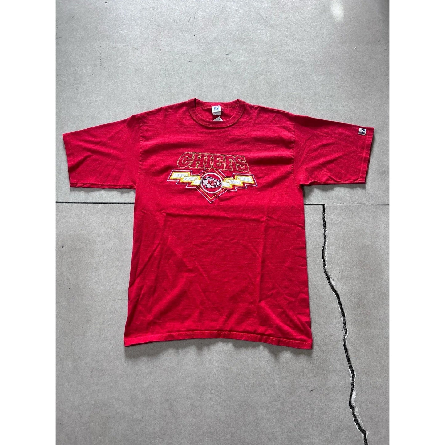 90s Vintage Kansas City Chiefs Embroidered Logo7 Red T Shirt Size XL - | Martin City Vintage
