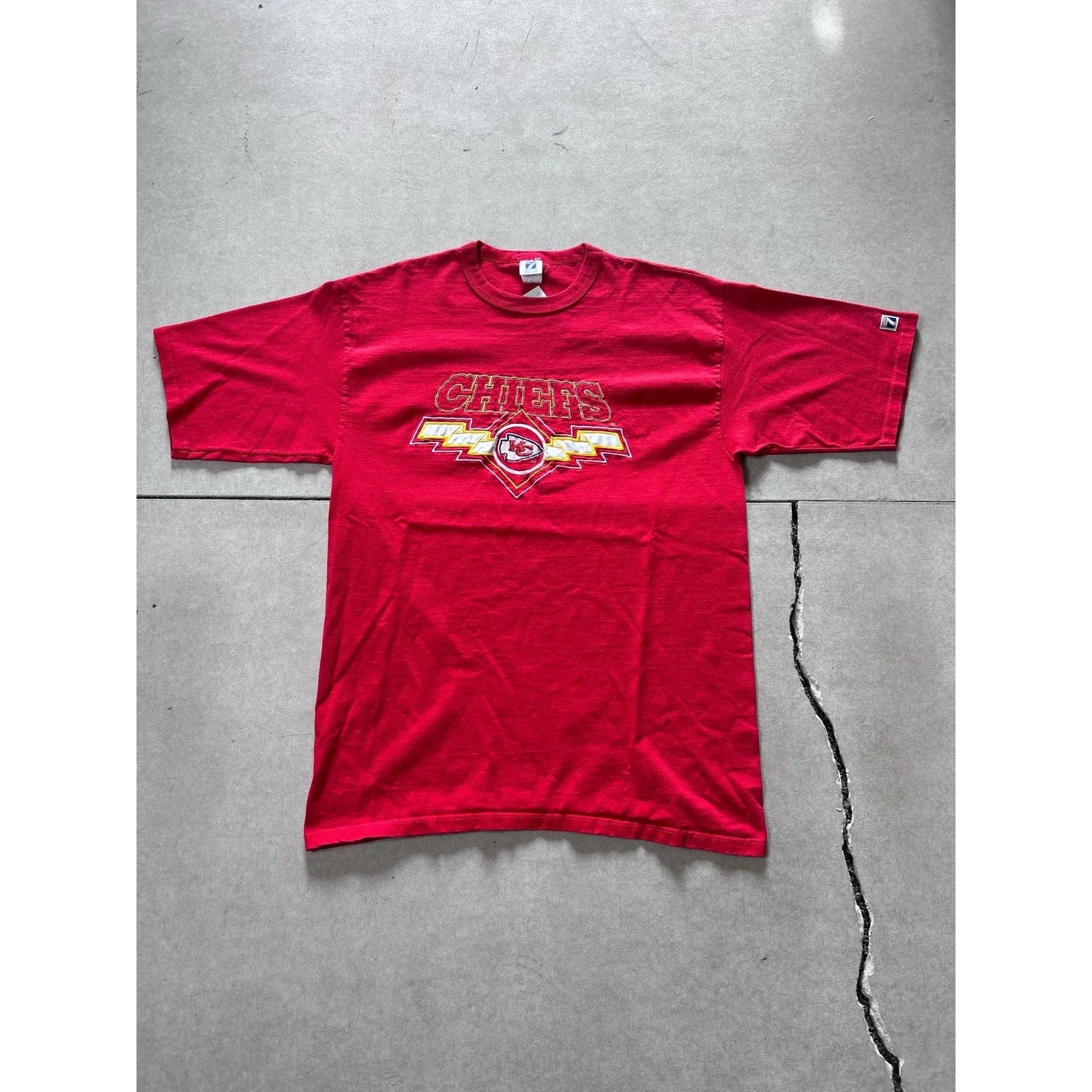 90s Vintage Kansas City Chiefs Embroidered Logo7 Red T Shirt Size XL - | Martin City Vintage