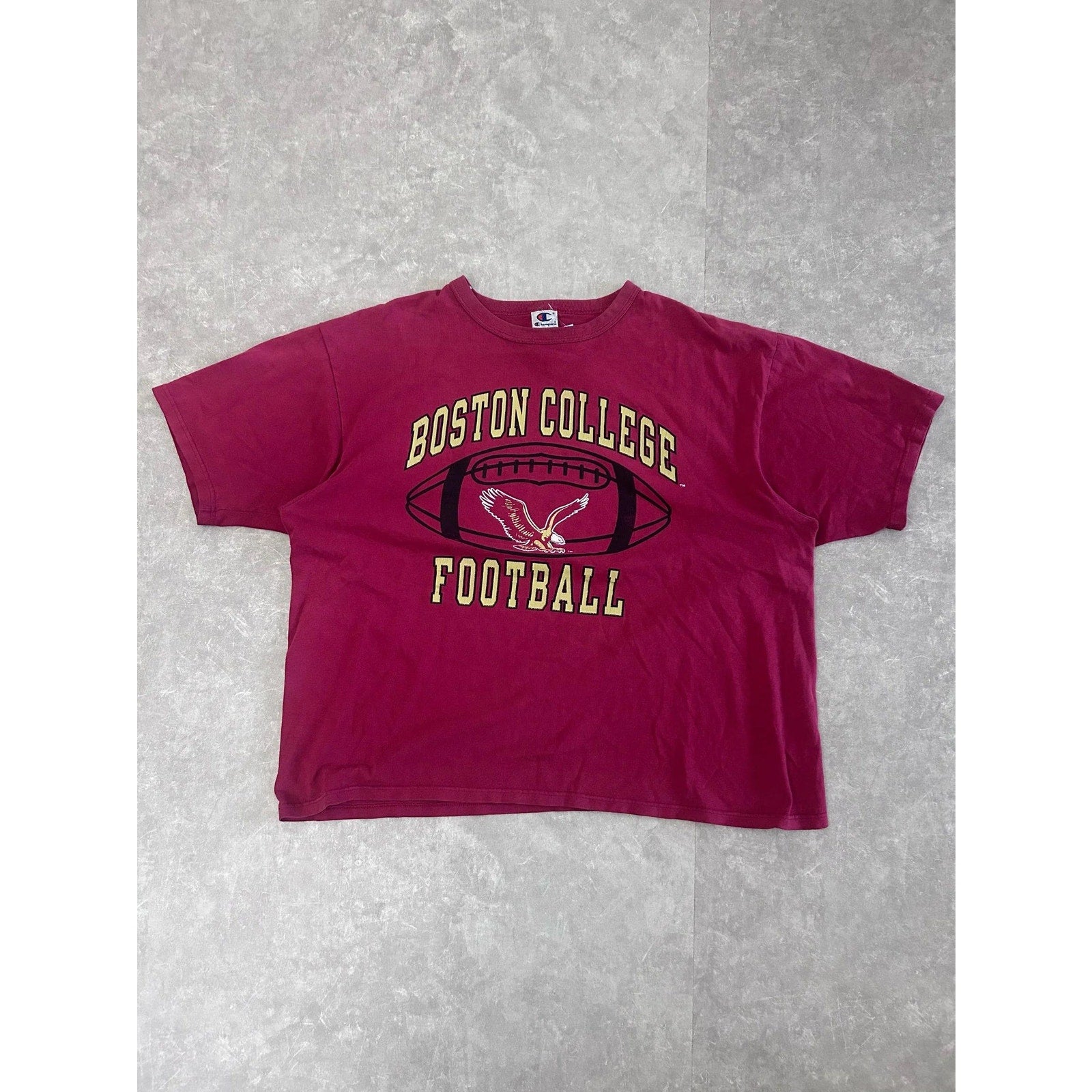90s Vintage Boston College Football Champion Maroon Red T Shirt Size XXL - | Martin City Vintage